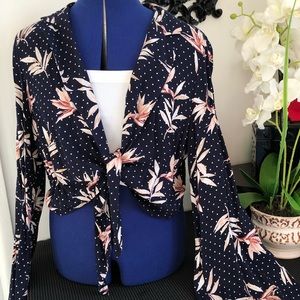 Navy Floral Crop Top